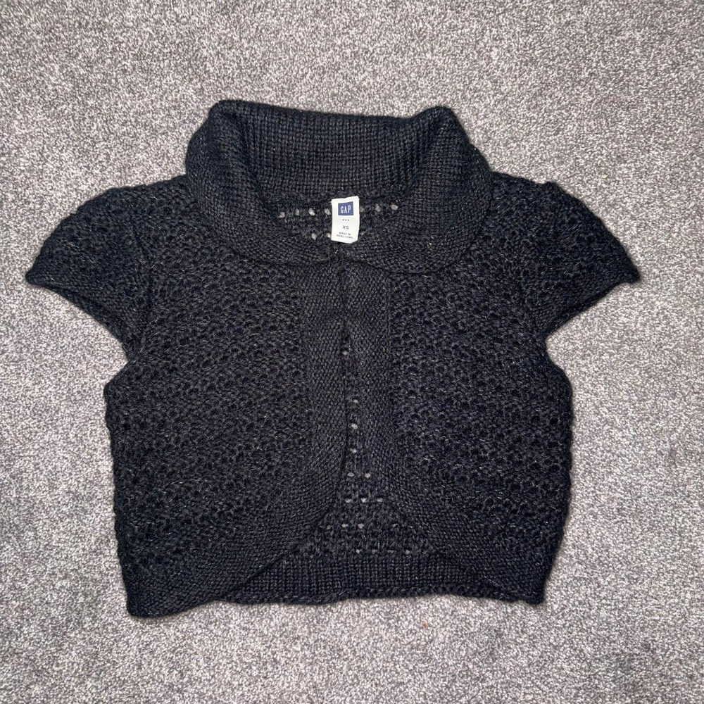 GAP‎ Cropped Bolero Crochet Knit Patterned Sweater w/ Collared Neck - Size XS